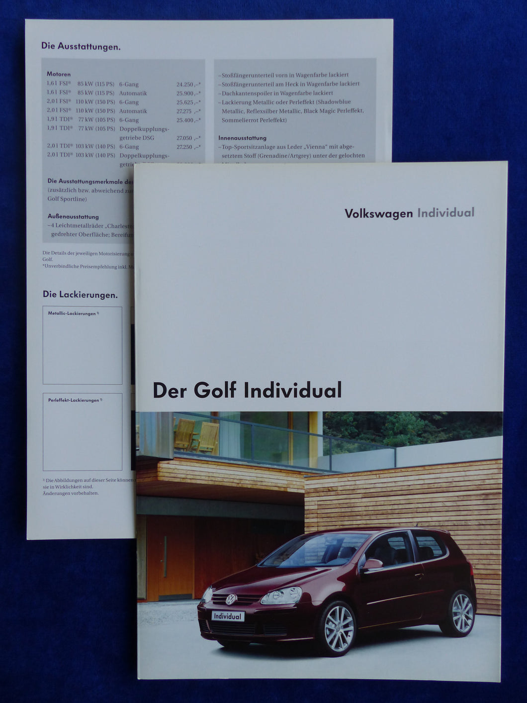 VW Golf Individual MJ 2006 - Prospekt Brochure + Preise & Ausstattungen 11.2005 - car-brochure