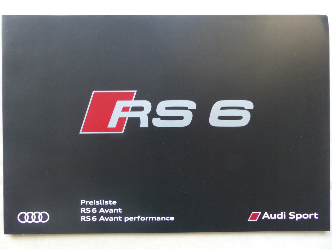 Audi RS 6 Avant quattro - Preisliste MJ 2018 - Prospekt Brochure 07.2017