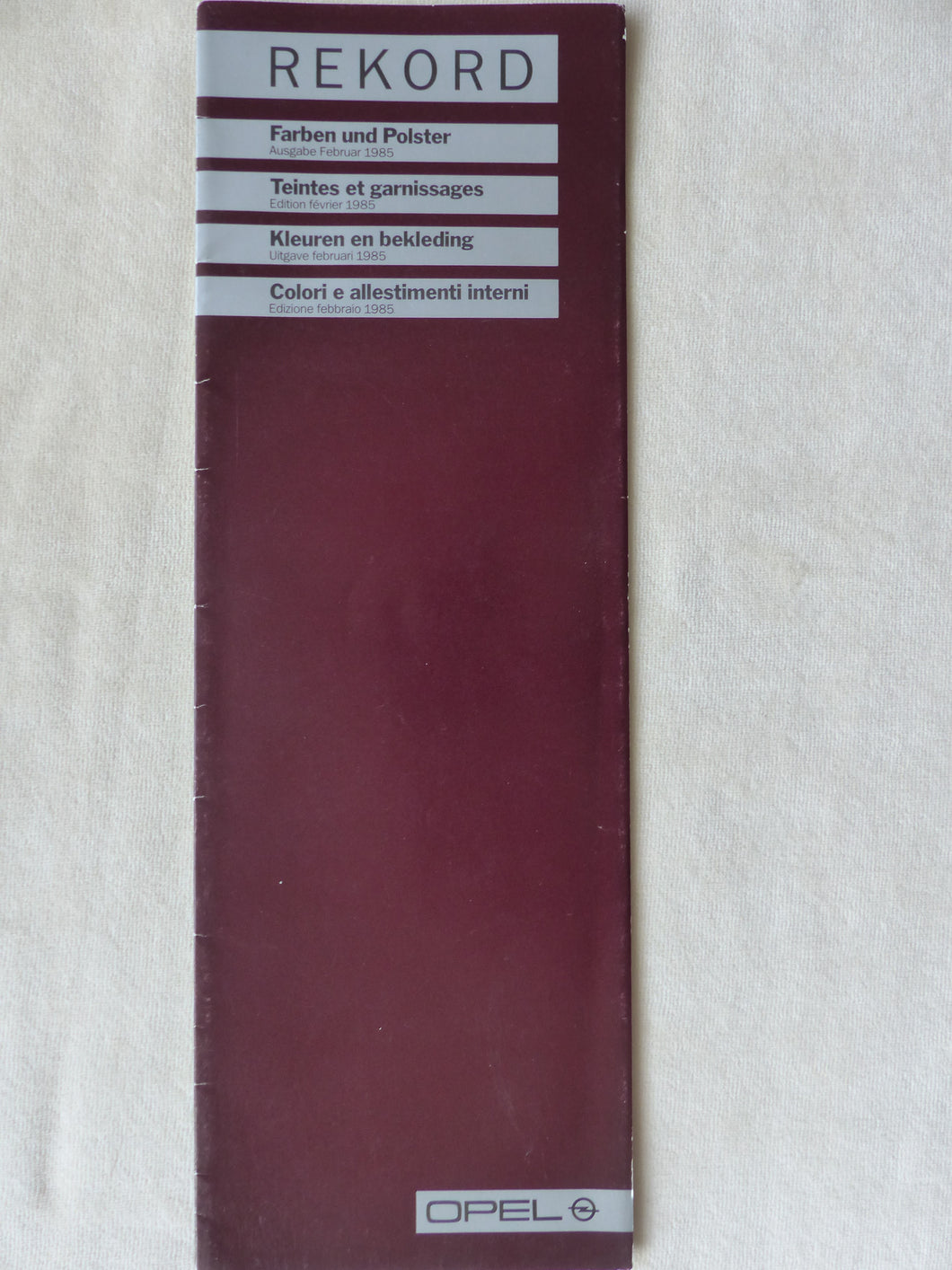 Opel Rekord - Farben & Polster - Prospekt Brochure 02.1985