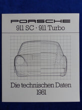 Lade das Bild in den Galerie-Viewer, Porsche 911 SC 911 Turbo G-Modell - Prospekt Brochure + Technische Daten 1981
