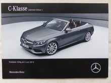 Lade das Bild in den Galerie-Viewer, Mercedes-Benz C-Klasse Cabrio Edition 1 MJ 2017 - Prospekt Preisliste Brochure 06.2016
