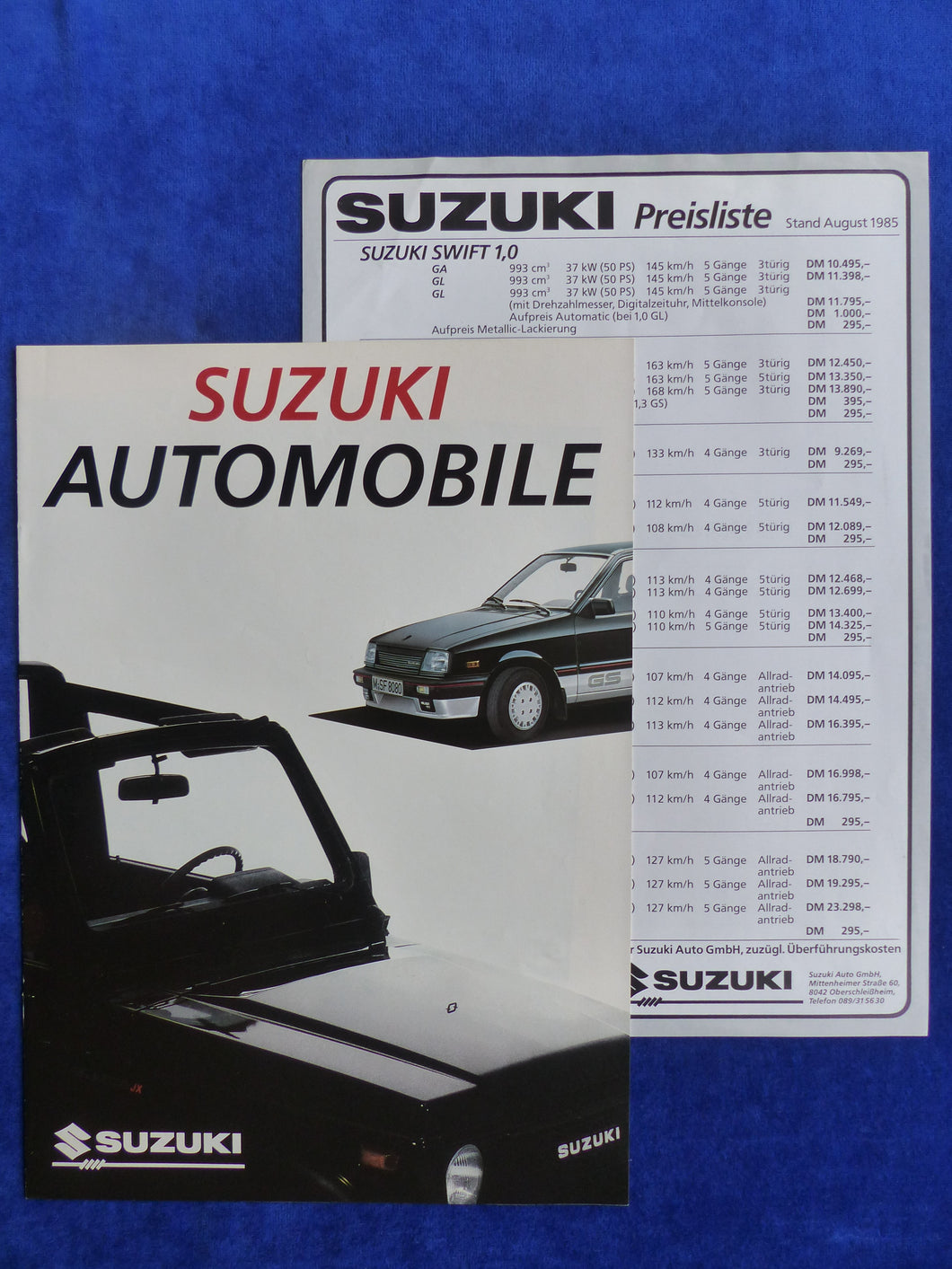 Suzuki Programm 1986 - Swift Carry Alto SJ - Prospekt + Preisliste 08.1985