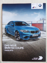 Lade das Bild in den Galerie-Viewer, BMW M2 Coupe 2er Typ F22 MJ 2016 - Prospekt Brochure + Preisliste 03.2016
