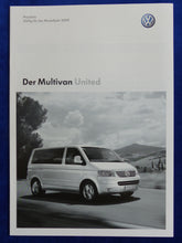 Lade das Bild in den Galerie-Viewer, VW Bus T5 Multivan United MJ 2009 - Prospekt Brochure + Preisliste 05.2008
