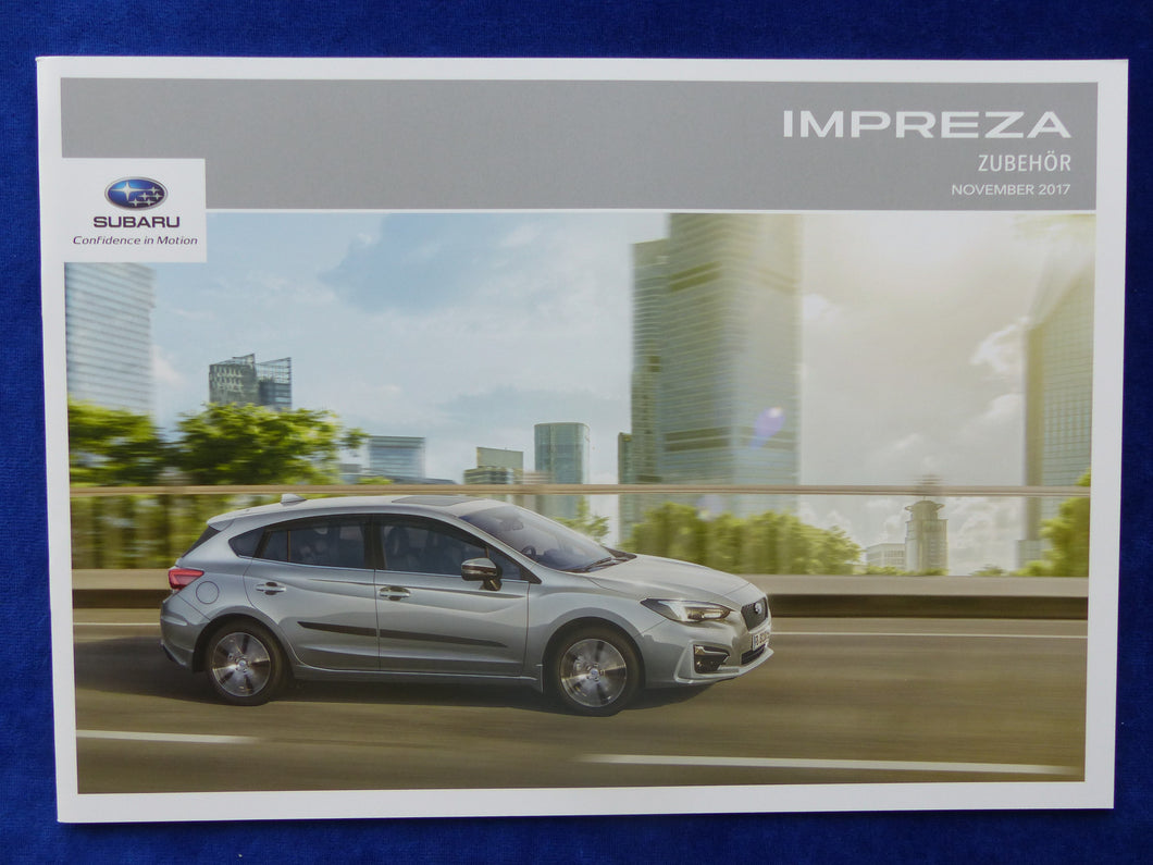 Subaru Impreza - Zubehör MJ 2018 - Prospekt Preisliste Brochure 11.2017