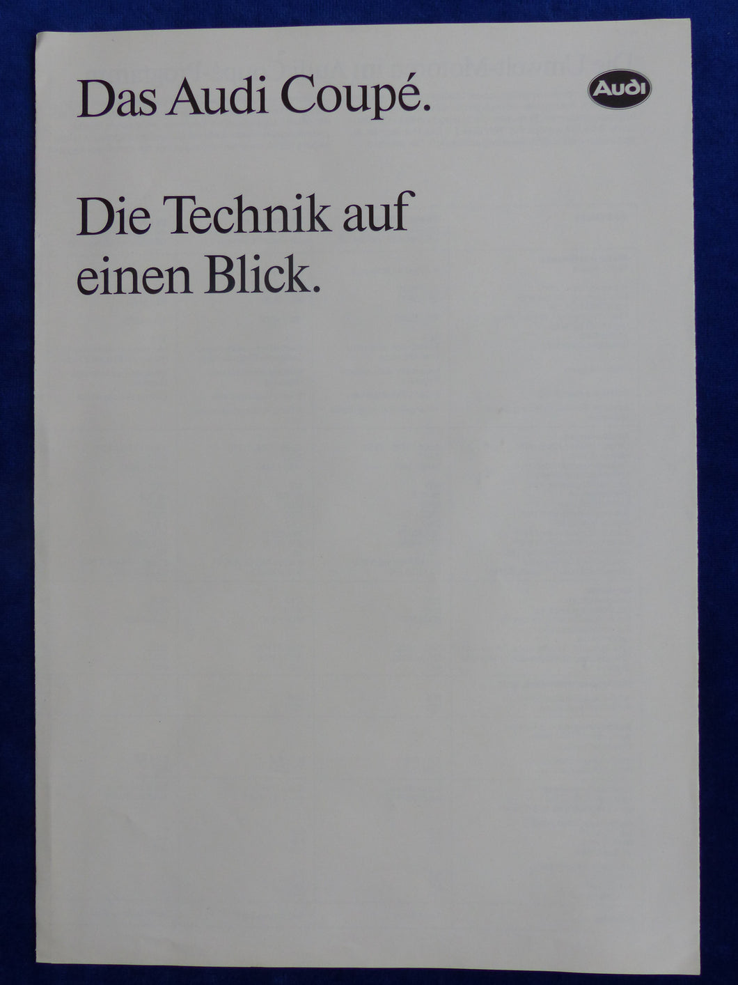 Audi Coupe 2.8 quattro S2 - Technische Daten MJ 1992 - Prospekt Brochure 01.1992