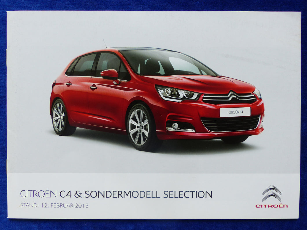 Citroen C4 Sondermodell Selection - Preisliste - Prospekt Brochure 02.2015