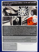 Lade das Bild in den Galerie-Viewer, Chevrolet Lacetti Black Edition Sondermodell MJ 2007 - Prospekt Brochure 06.2006
