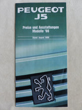 Lade das Bild in den Galerie-Viewer, Peugeot J5 Kombi Kastenwagen - Preisliste MJ 1990 - Prospekt Brochure 08.1989

