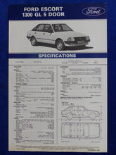 Lade das Bild in den Galerie-Viewer, Ford 1983 Escort 1600 GLE Specifications - Prospekt Brochure 11.1982 Südafrika

