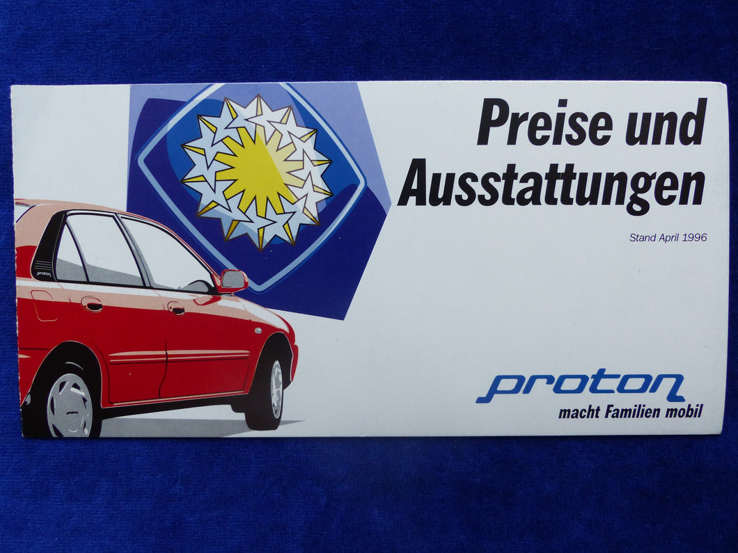 Proton 413 415 416 418 420 - Preise & Ausstattungen - Prospekt Brochure 04.1996