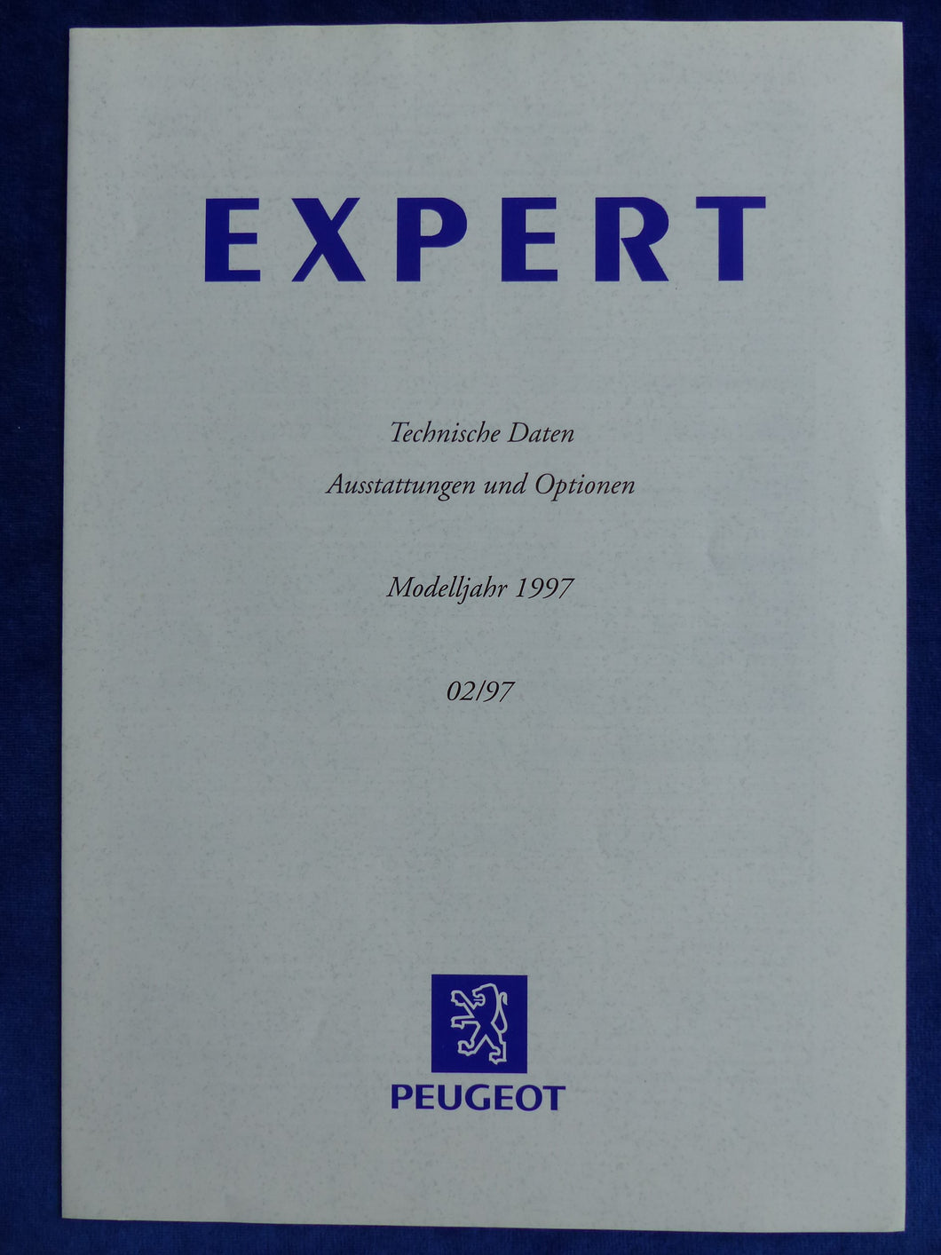 Peugeot Expert - Technische Daten & Ausstattungen - Prospekt Brochure 02.1997