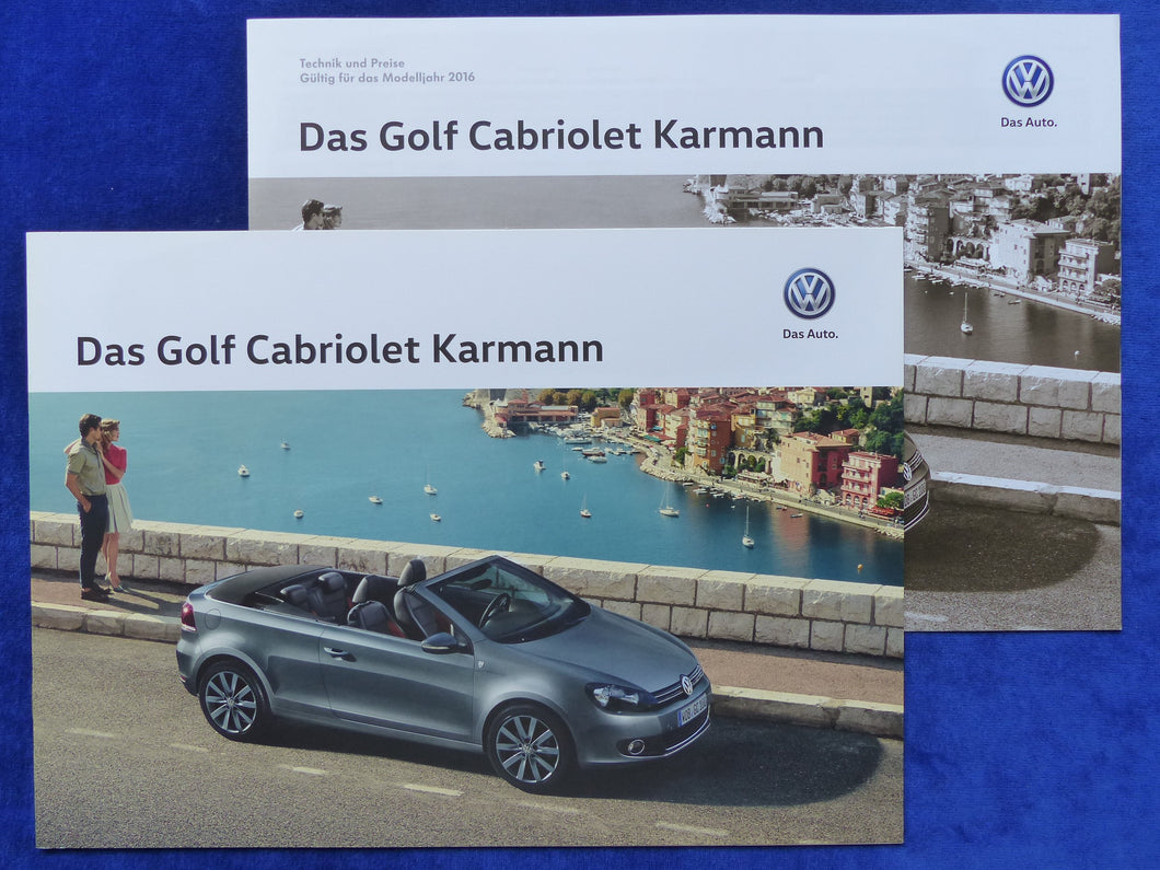 VW Golf VI Cabriolet Karmann MJ 2016 - Prospekt Brochure + Preisliste 06.2015