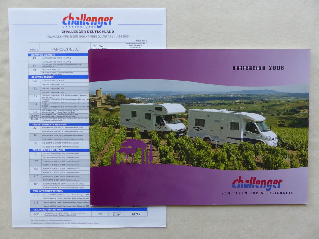 Challenger Reisemobile 2006 Genesis Mageo Eden - Prospekt + Preisliste 01.2006