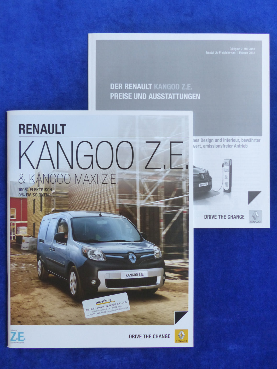 Renault Kangoo Z.E. Elektroauto MJ 2014 - Prospekt Brochure + Preisliste 05.2013