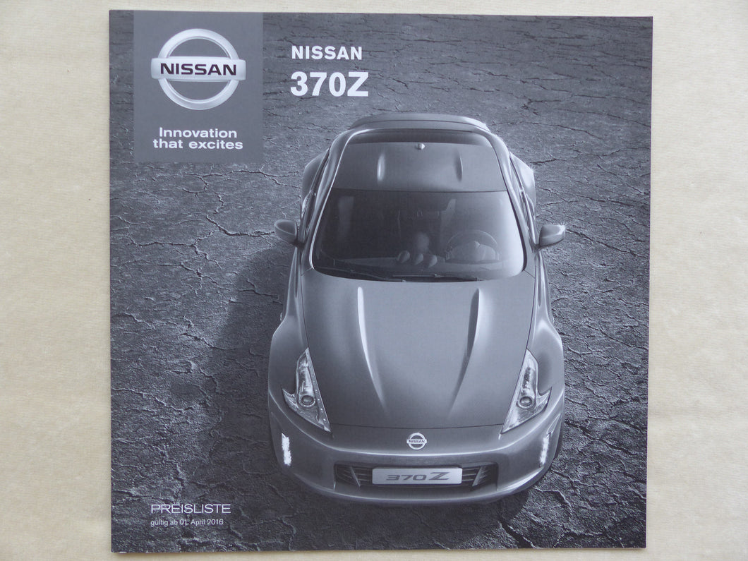 Nissan 370Z Nismo Coupe Roadster - Preisliste - Prospekt Brochure 04.2016