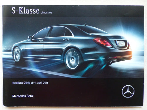Mercedes-Benz S-Klasse Limousine AMG - Preisliste - Prospekt Brochure 04.2016 - car-brochure