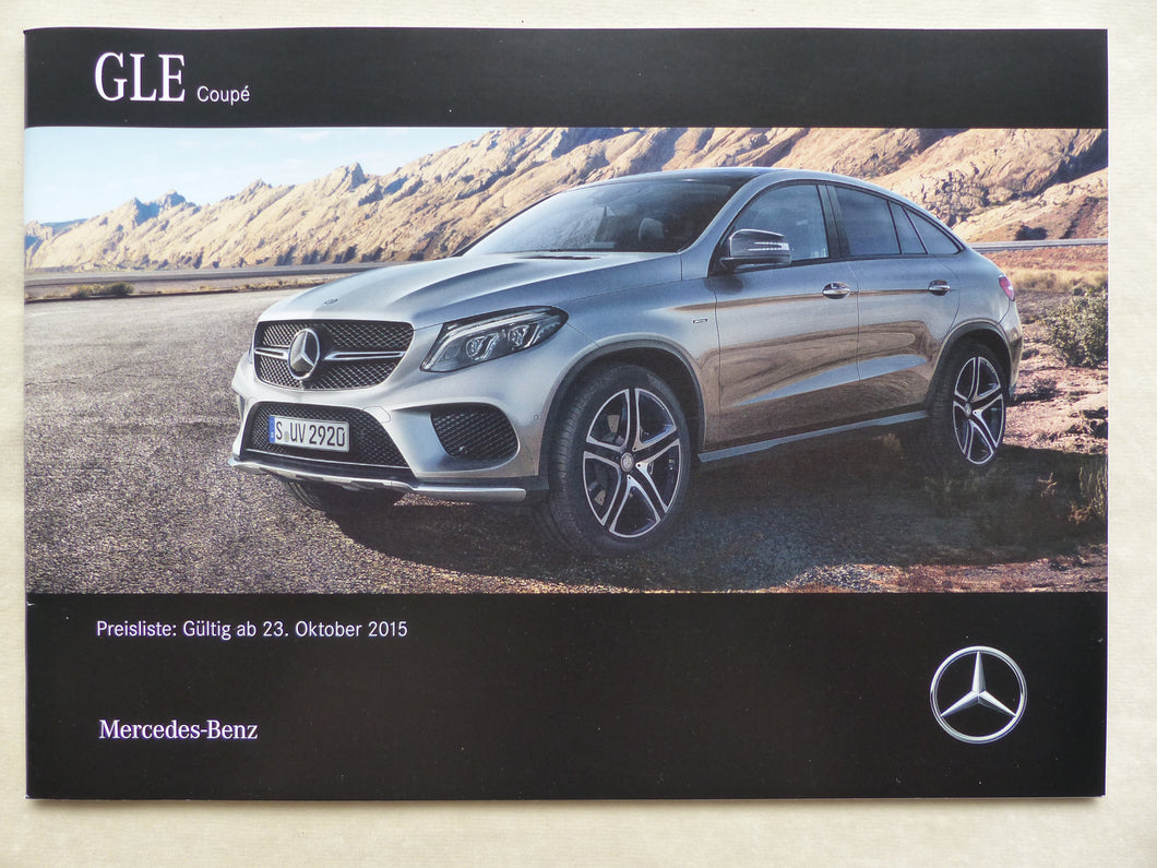Mercedes-Benz GLE Coupe AMG 63 - Preisliste MJ 2016 - Prospekt Brochure 10.2015 - car-brochure