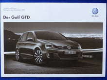 Lade das Bild in den Galerie-Viewer, VW Golf GTD - Preisliste MJ 2012 - Prospekt Brochure 10.2011
