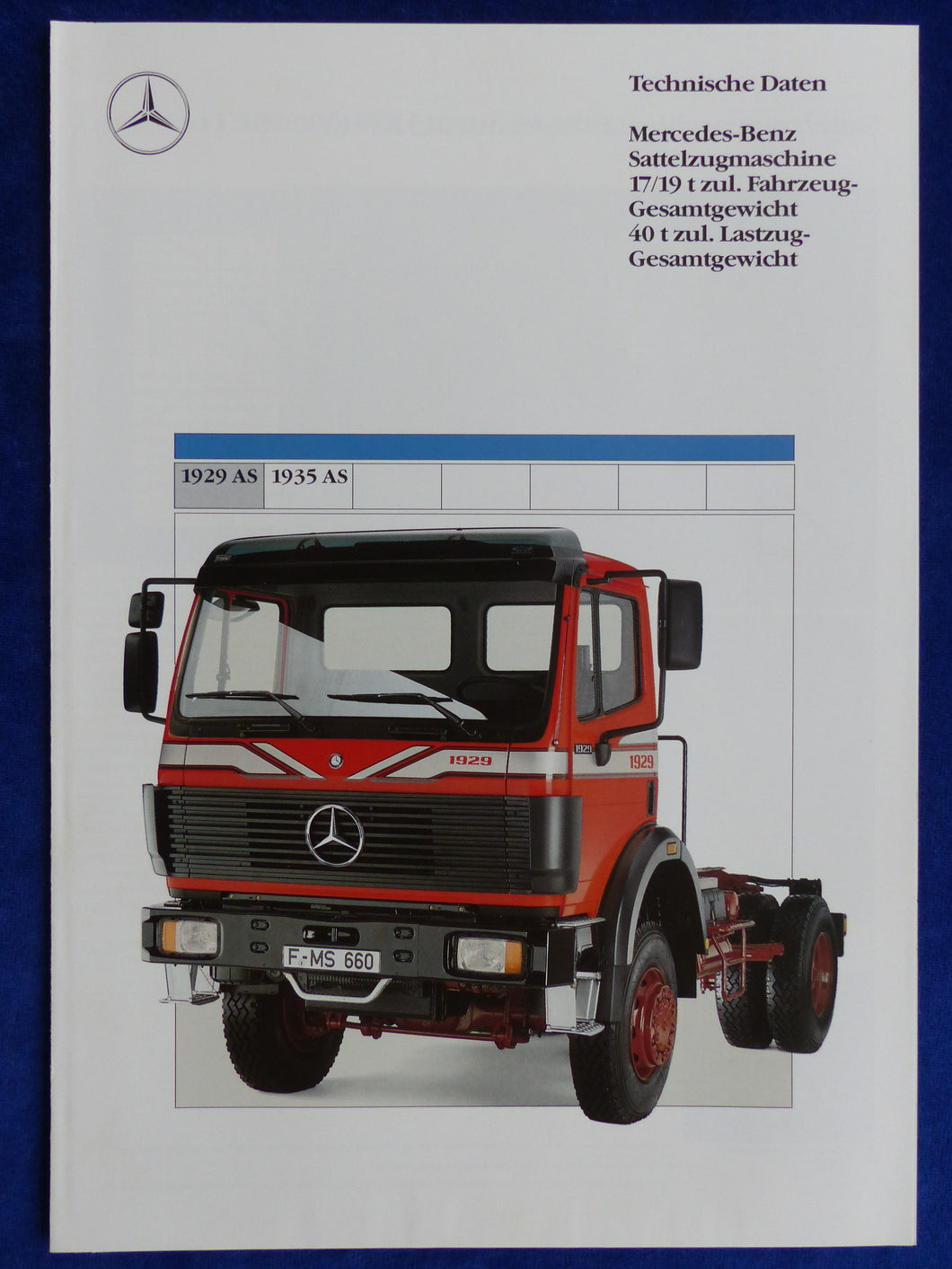 Mercedes-Benz LKW Sattelzugmaschine 1929 AS - Prospekt Brochure 07.1989