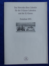 Lade das Bild in den Galerie-Viewer, Mercedes Zubehör E-Klasse Cabrios &amp; SL - Preisliste - Prospekt Brochure 01.1995
