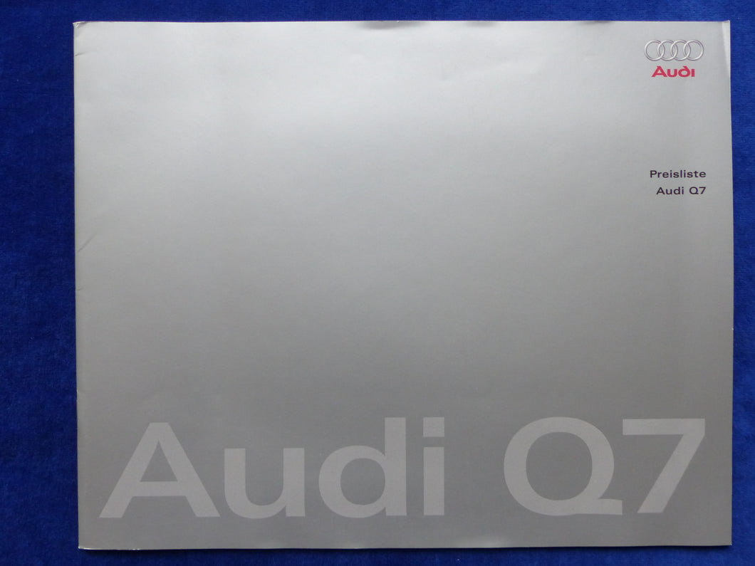 Audi Q7 TDI FSI quattro - Preisliste MJ 2009 - Prospekt Brochure 10.2008
