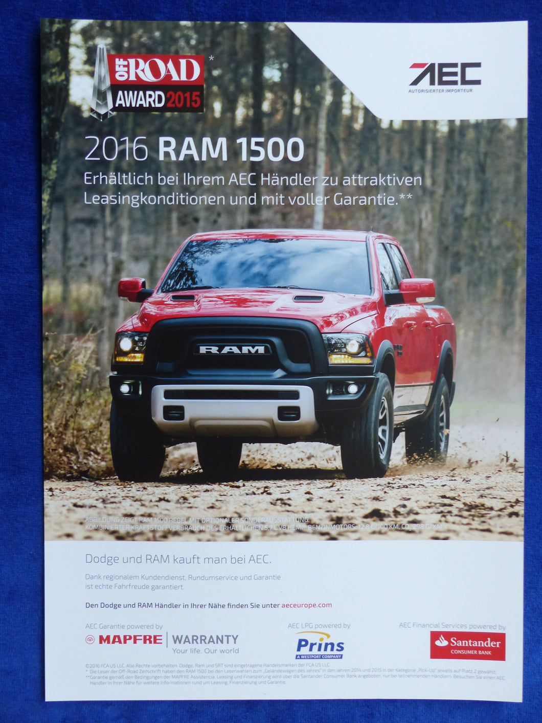 Dodge Ram 1500 Ausstattungen SLT Sport Rebel 4x4 - Prospekt Brochure 2016