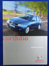 Lade das Bild in den Galerie-Viewer, Seat Cordoba Cupra - Farben &amp; Polster MJ 2002 - Prospekt Brochure 07.2001
