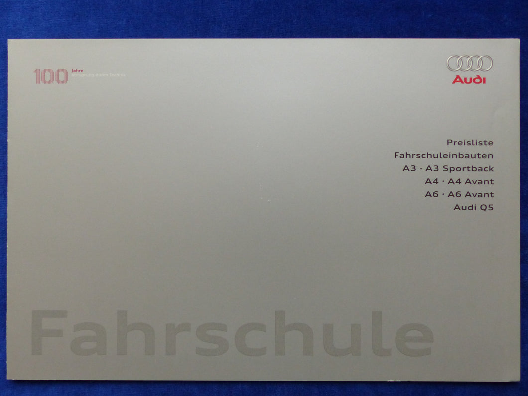Audi Fahrschuleinbauten A3 A4 A6 Q5 - Preisliste - Prospekt Brochure 02.2009