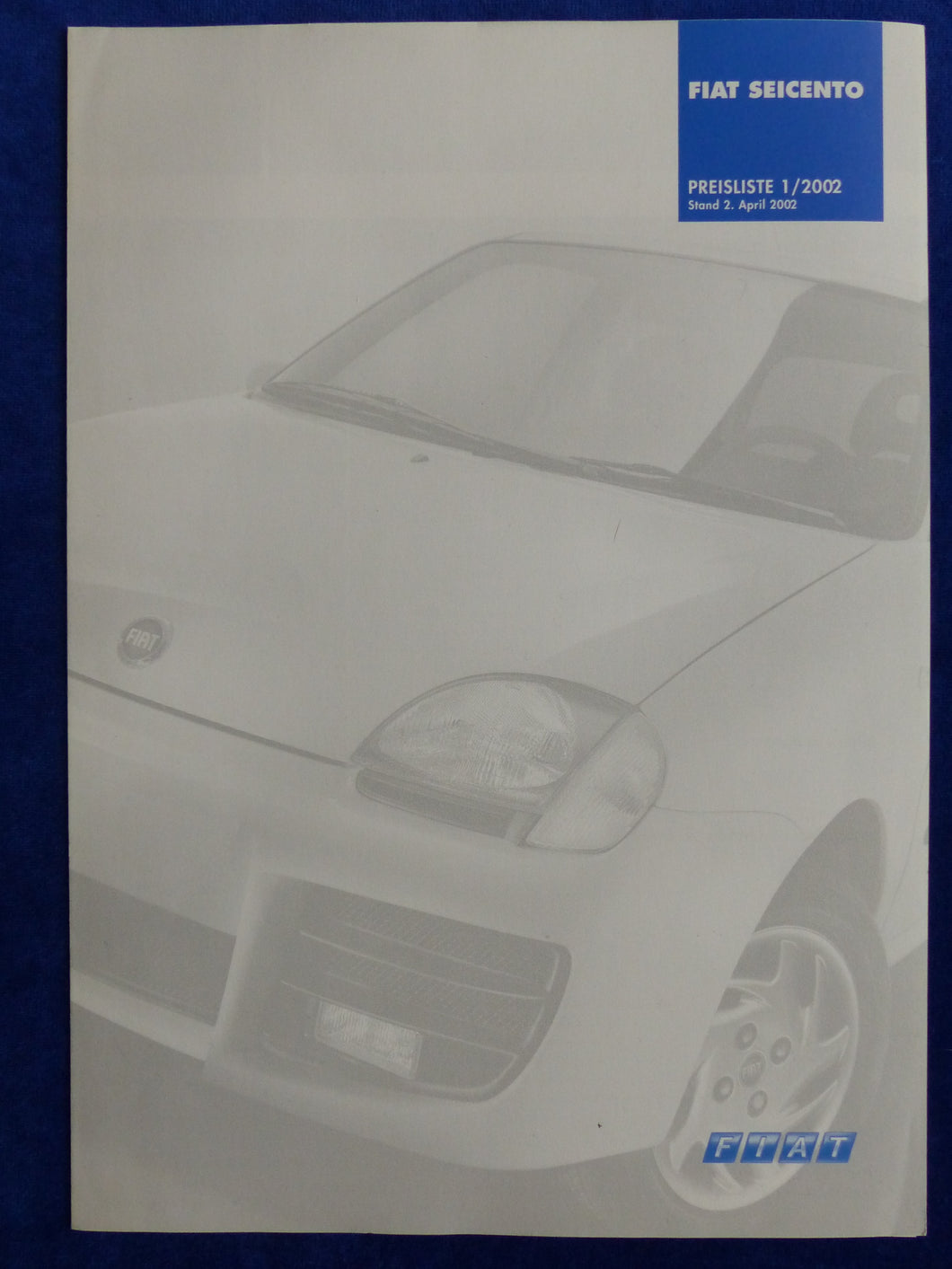 Fiat Seicento Sporting - Preisliste MJ 2002 - Prospekt Brochure 04.2002