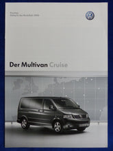Lade das Bild in den Galerie-Viewer, VW Bus T5 Multivan Cruise Sondermodell MJ 2006 - Prospekt + Preisliste 01.2006

