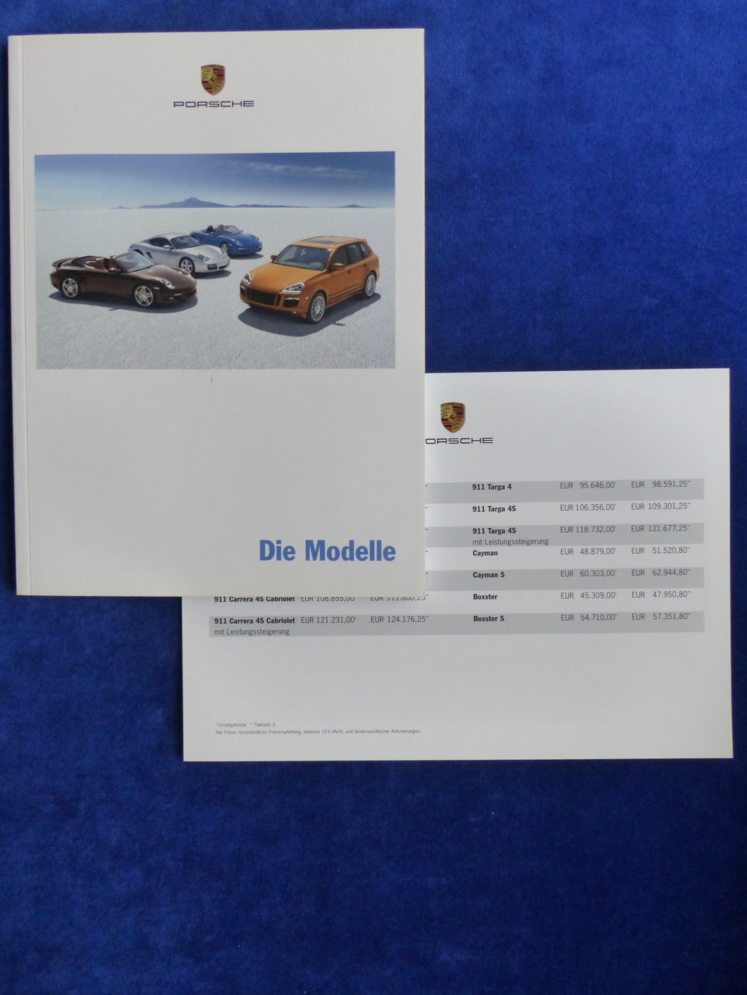 Porsche Modelle 2008 Cayman 911 Cayenne Boxster - Prospekt + Preisliste 09.2007