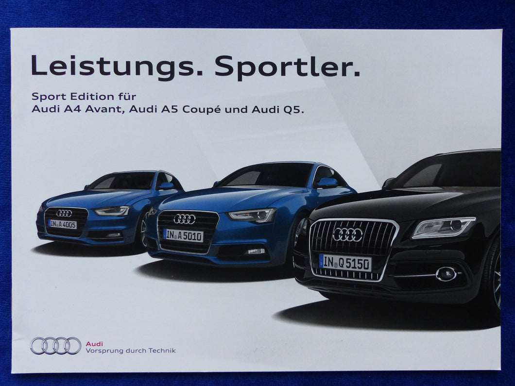 Audi Sport Edition - A4 Avant A5 Coupe Q5 quattro - Prospekt Brochure 08.2014