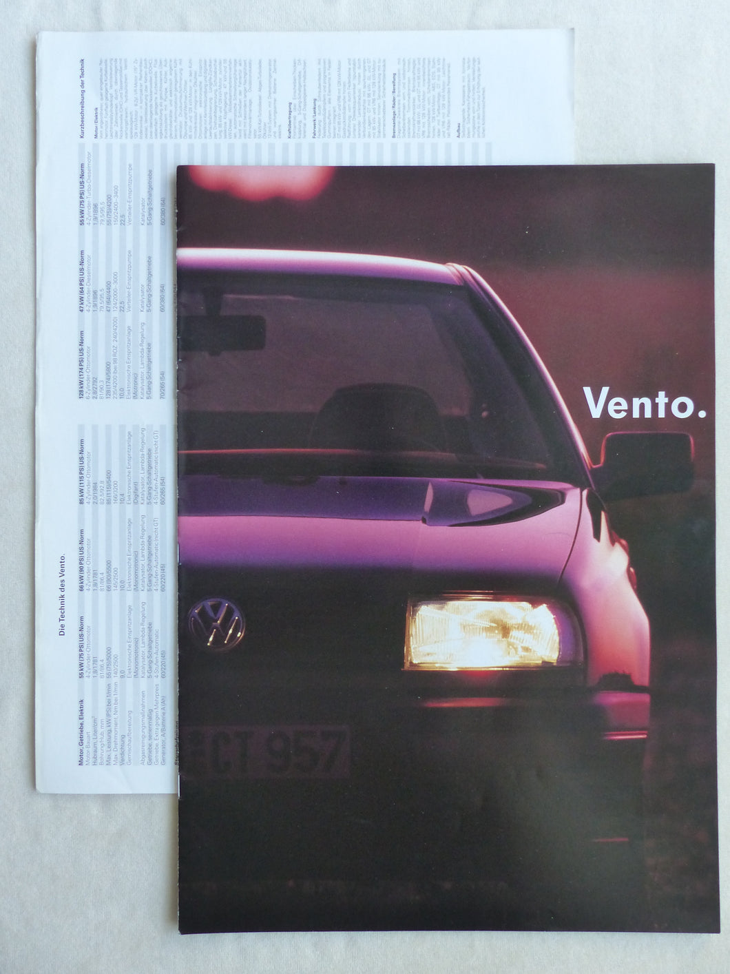 VW Vento GT GTD VR6 - Prospekt Brochure + Ausstattungen Daten 01.1992 Großformat