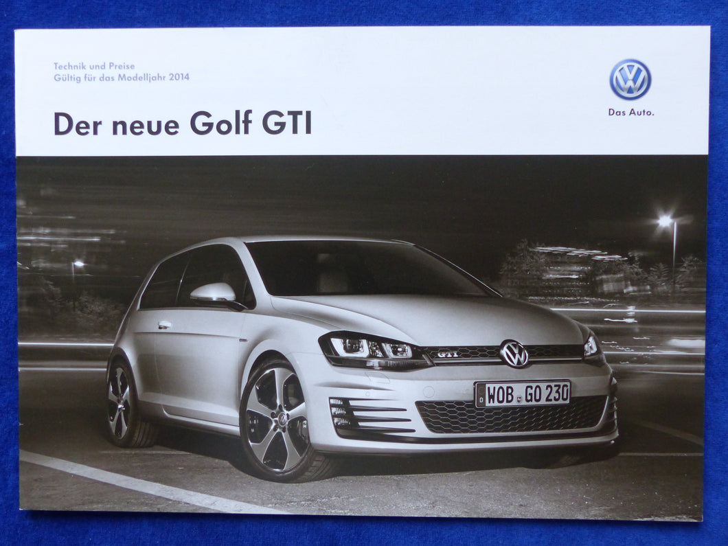 VW Golf GTI Performance - Preisliste MJ 2014 - Prospekt Brochure 10.2013