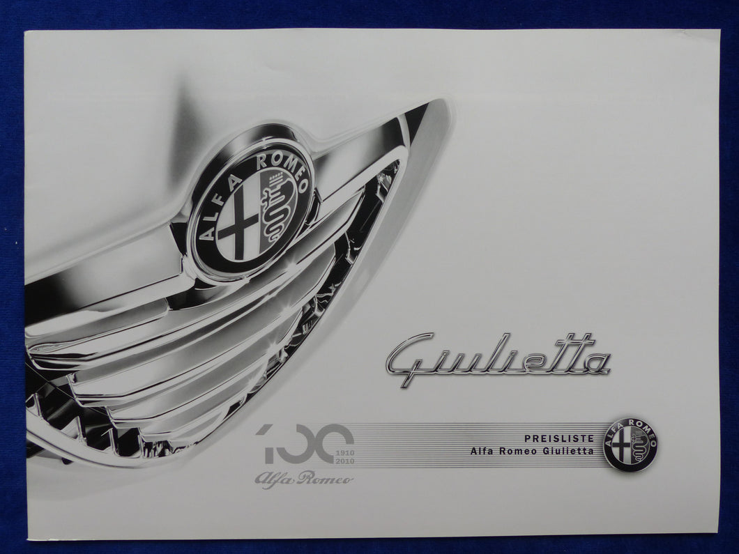 Alfa Romeo Giulietta Turismo QV - Preisliste MJ 2011 - Prospekt Brochure 05.2010