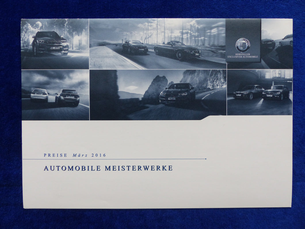 BMW Alpina D3 D4 B3 B4 XD3 D5 B5 B6 B7 - Preisliste - Prospekt Brochure 03.2016