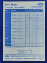 Lade das Bild in den Galerie-Viewer, Ford Sierra CLX 4x4 XR4i - Preisliste - Prospekt Brochure 03.1991
