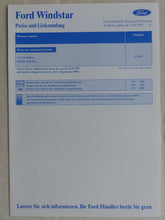 Lade das Bild in den Galerie-Viewer, Ford Windstar 3.0 V6 MJ 1996 - Prospekt Brochure + Preisliste 05.1995
