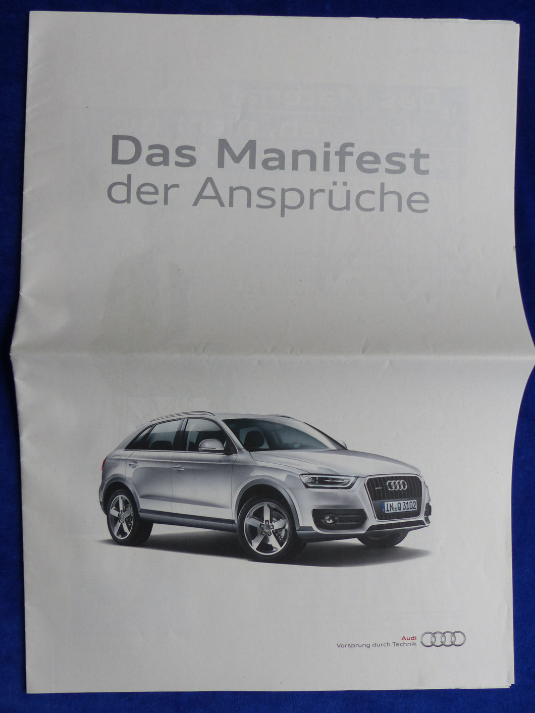Audi Q3 MJ 2012 Manifest der Ansprüche - Prospekt Din A3 Brochure 07.2011