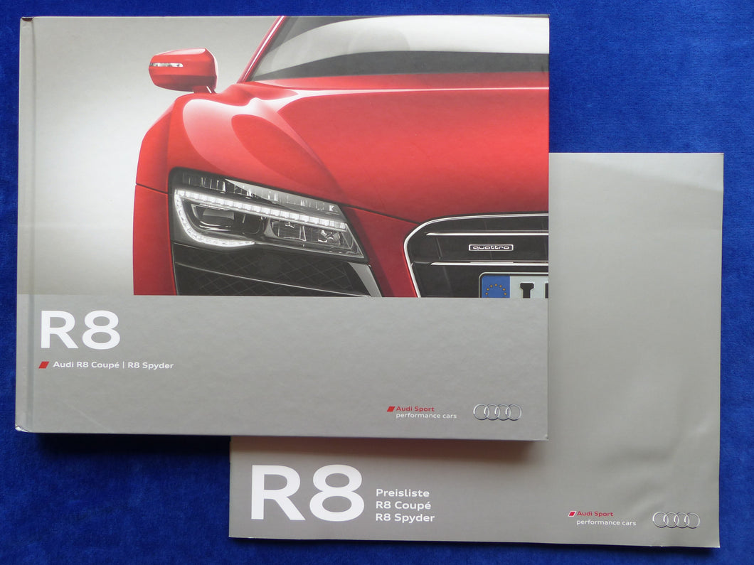 Audi R8 Coupe Spyder V8 V10 MJ 2013 - Hardcover Prospekt + Preisliste 11.2012