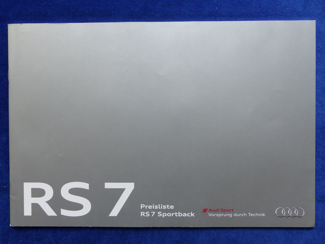 Audi RS 7 Sportback quattro - Preisliste MJ 2015 - Prospekt Brochure 07.2014