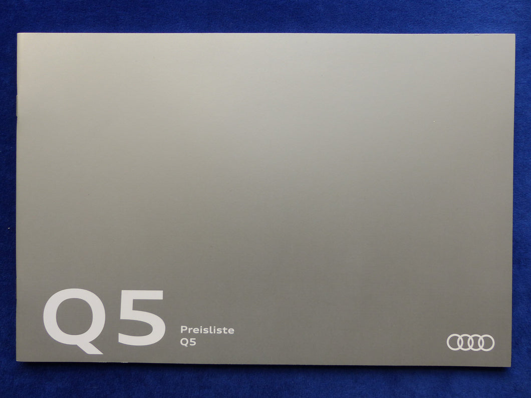 Audi Q5 TDI quattro - Preisliste - Prospekt Brochure 04.2018