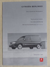Lade das Bild in den Galerie-Viewer, Citroen Berlingo Kastenwagen MJ 1998 - Prospekt Brochure + Daten 09.1997
