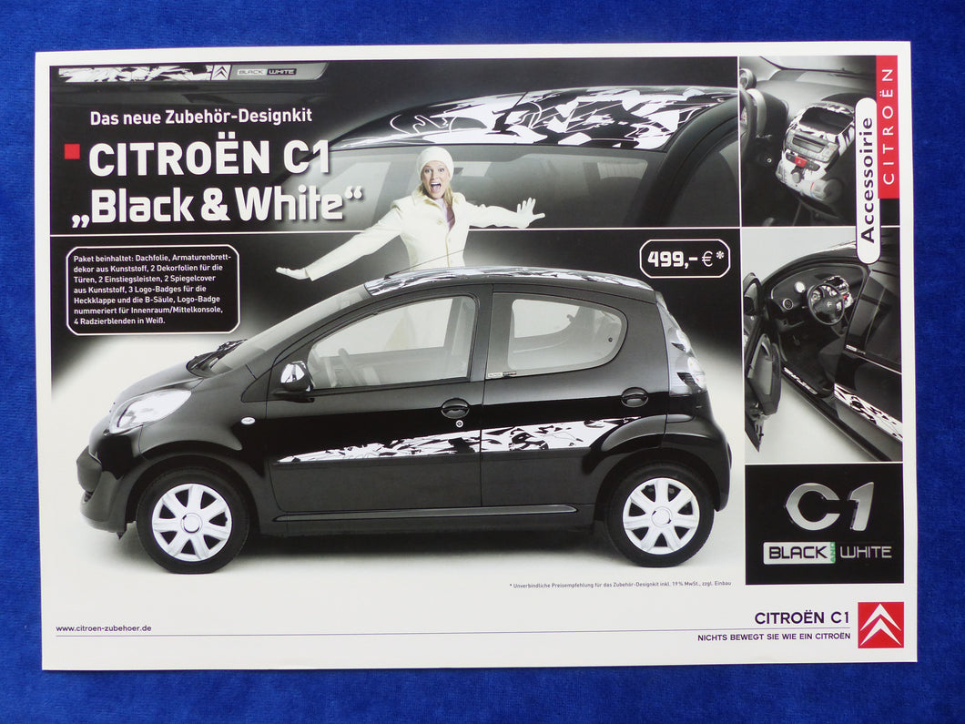 Citroen C1 Black & White Zubehör-Designkit Limitiert - Prospekt Brochure 03.2007 - car-brochure