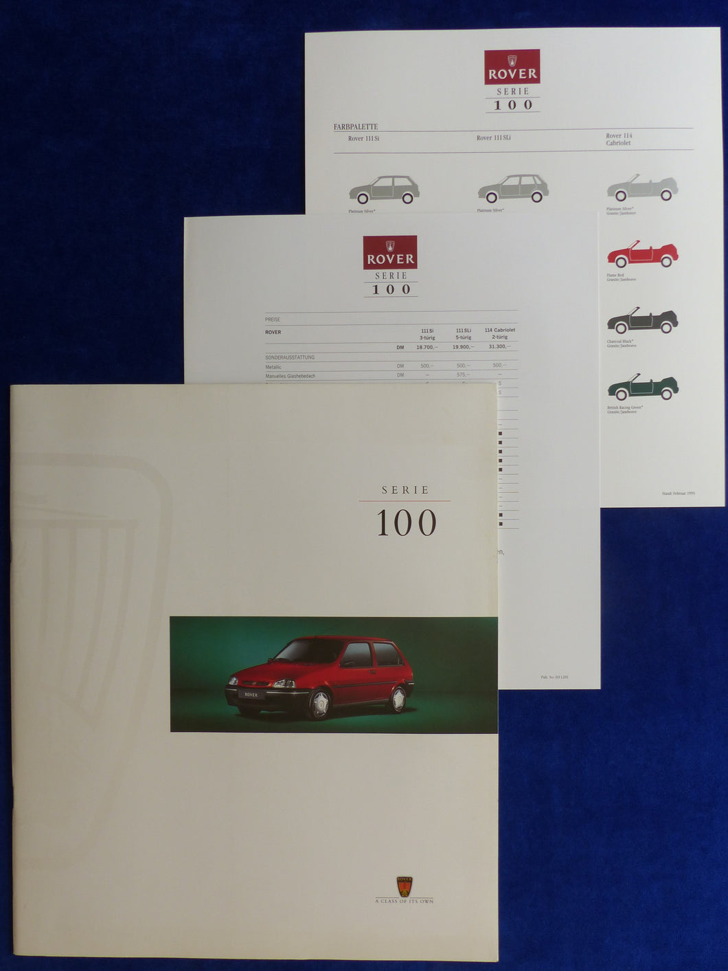 Rover 100 111 Si 114 Cabrio - Prospekt Brochure + Preisliste 02.1995 Großformat