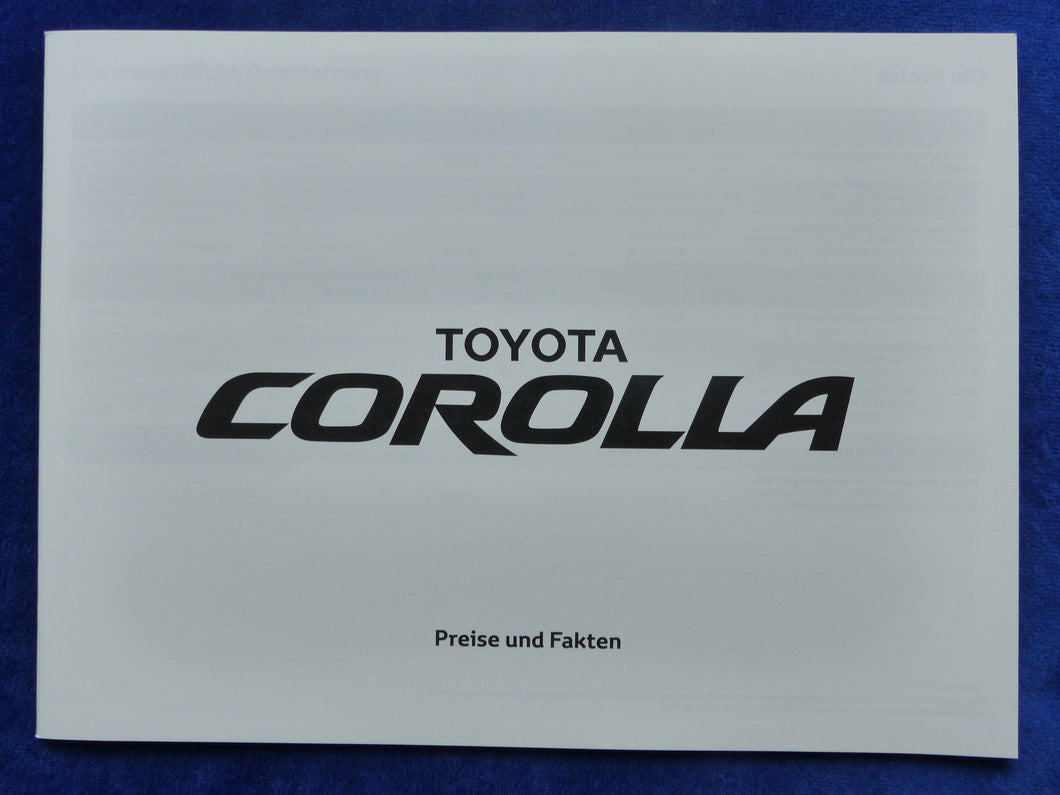 Toyota Corolla Business Edition - Preisliste MJ 2020 - Prospekt Brochure 04.2019