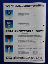 Lade das Bild in den Galerie-Viewer, GEKA Aufsteckleuchte Aufsteckdose - Prospekt Brochure 1994
