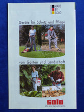 Lade das Bild in den Galerie-Viewer, SOLO Programm Rasenmäher Sensen Motorsägen - Prospekt Brochure 1990
