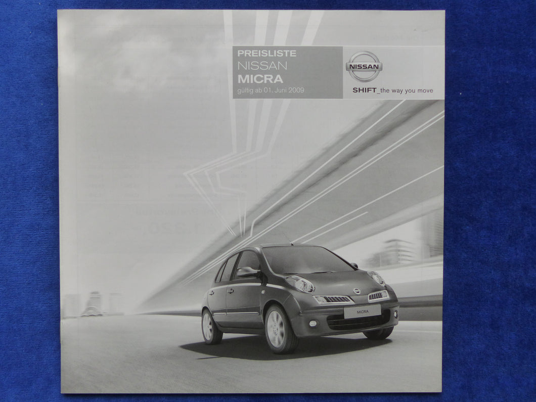 Nissan Micra - Preisliste MJ 2010 - Prospekt Brochure 06.2009
